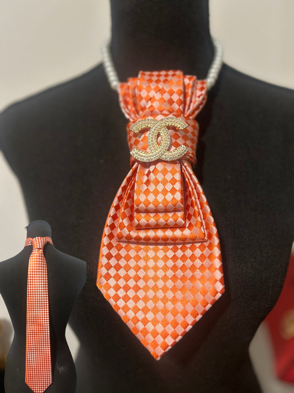 Orange Tie Necklace