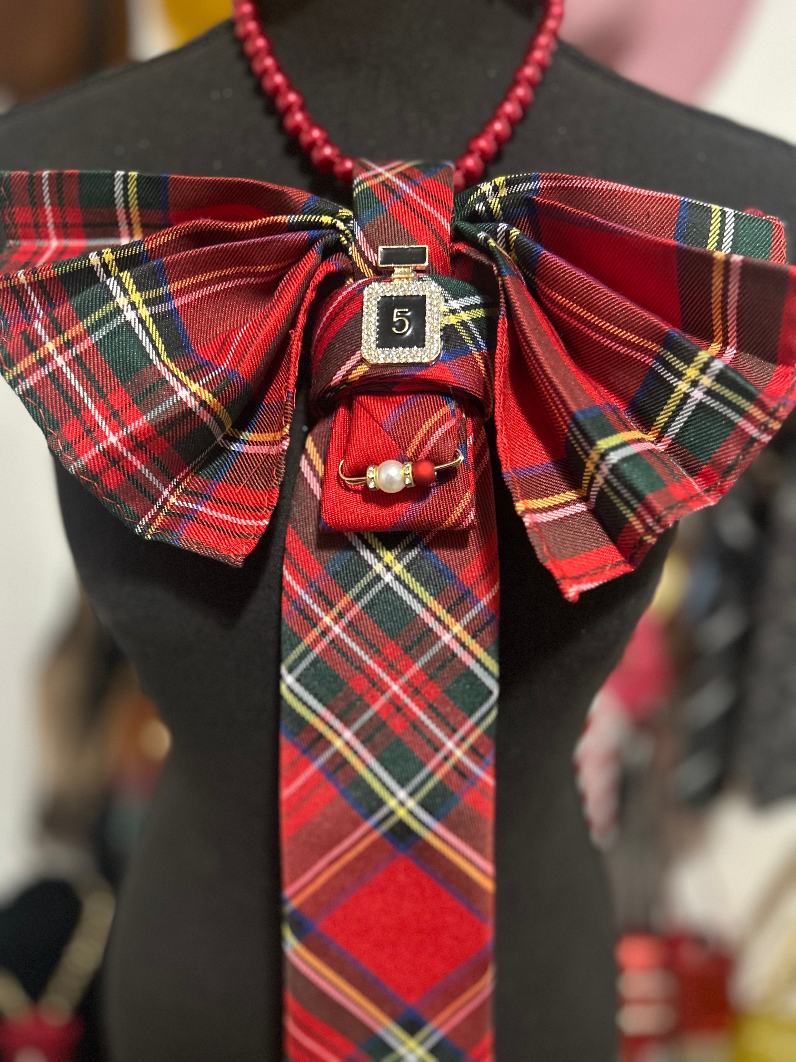 Multi Color plaid Tie Necklace