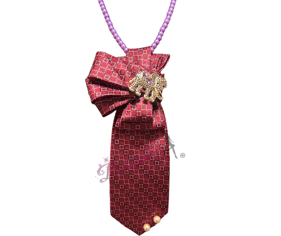 Maroon and Purple Tie Necklace